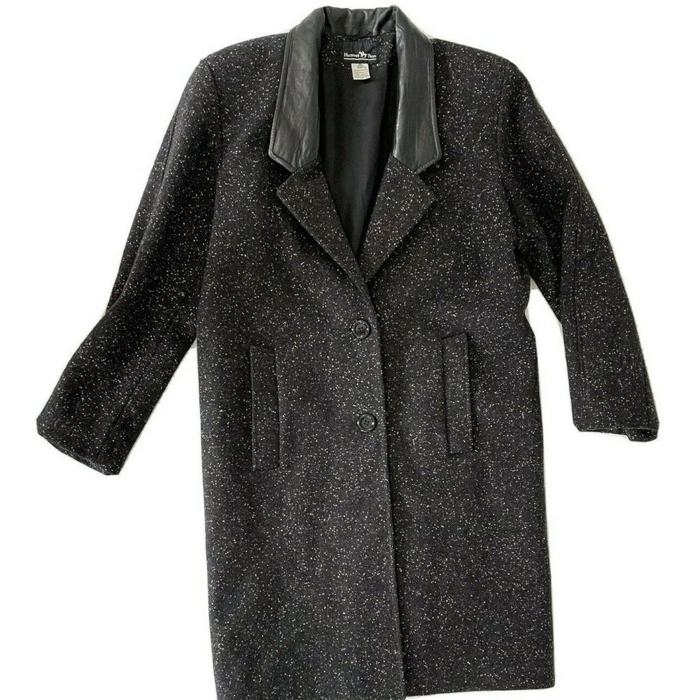 Vintage Women's Sz 6 Wool Trench Coat With Leather